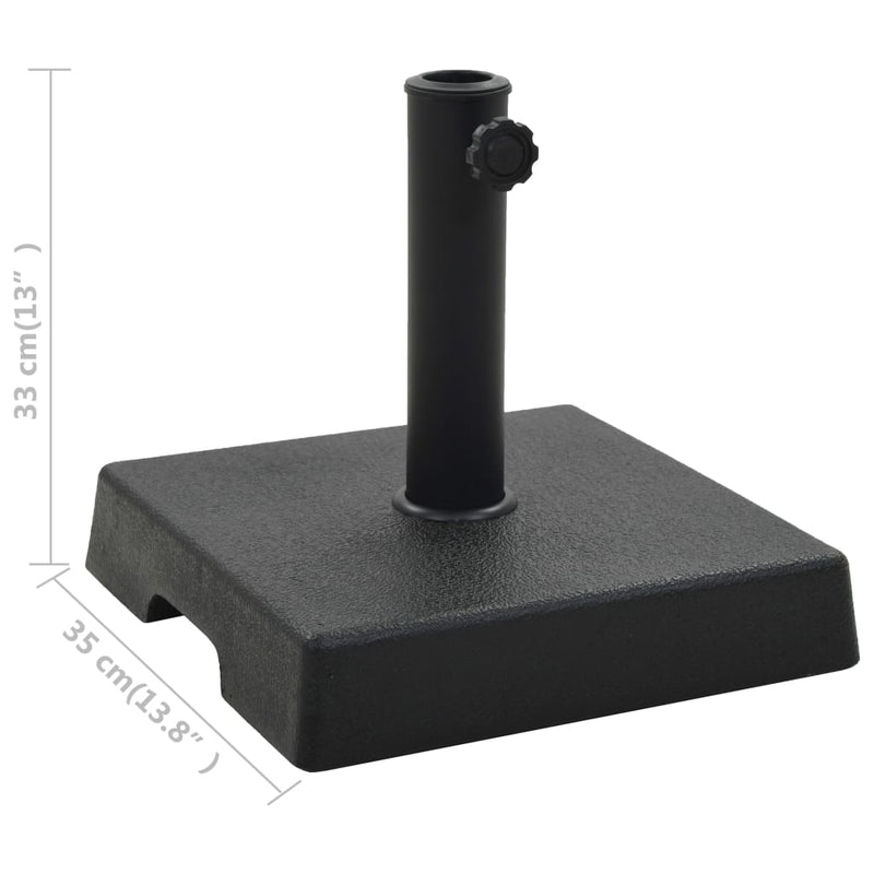 Parasol Base Square Polyresin 17.6 lb Black