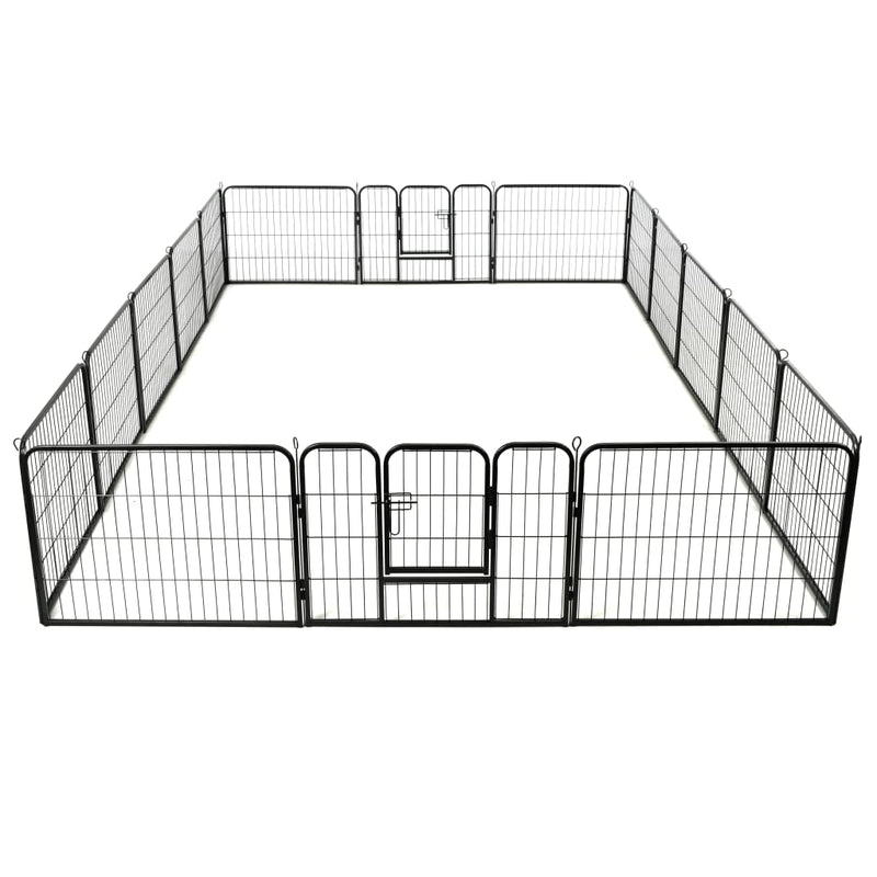 Dog Playpen 16 Panels Steel 31.5"x23.6" Black