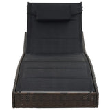 Sun Lounger Poly Rattan and Textilene Brown