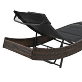 Sun Lounger Poly Rattan and Textilene Brown