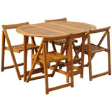 5 Piece Folding Patio Dining Set Solid Acacia Wood