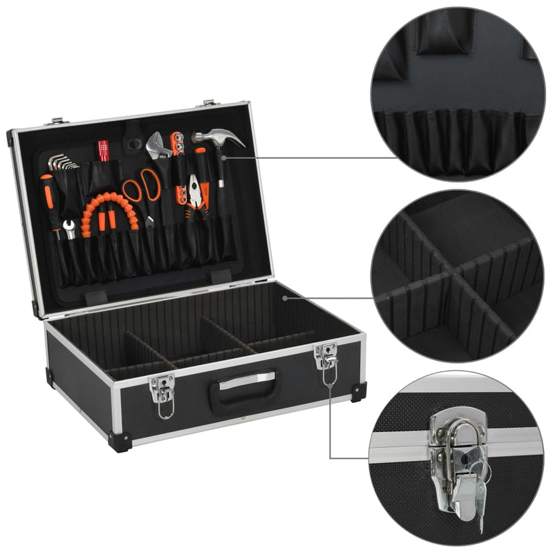 Tool Suitcase 18.1"x13"x6.3" Black Aluminum