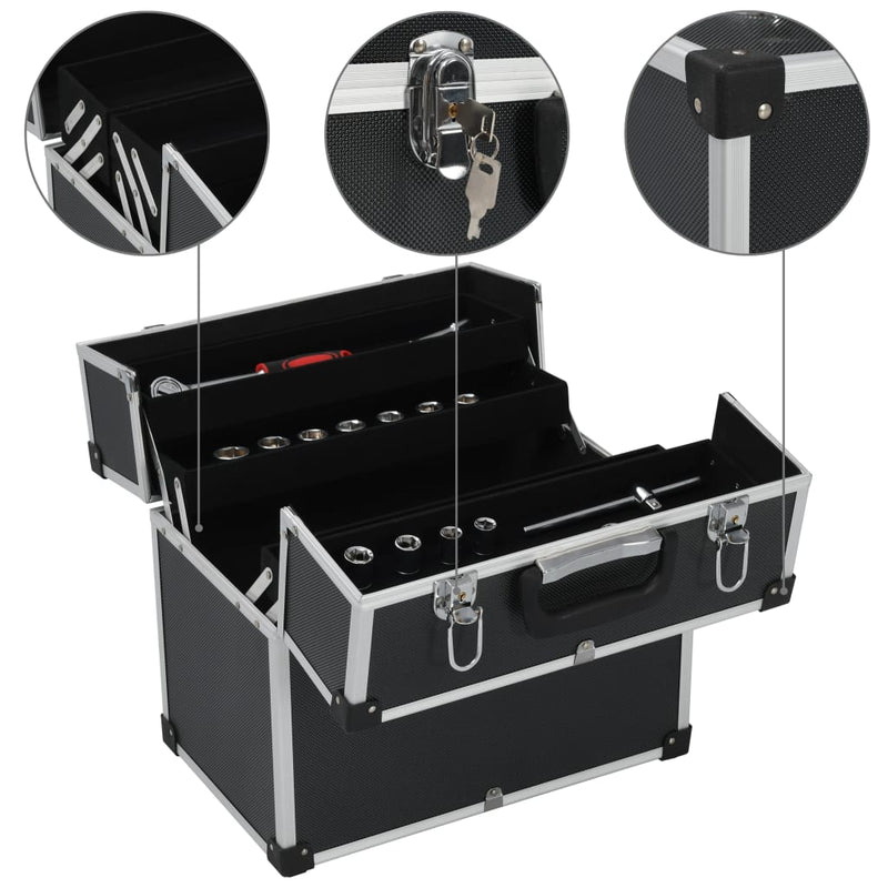 Tool Case 15"x8.9"x13.4" Black Aluminum