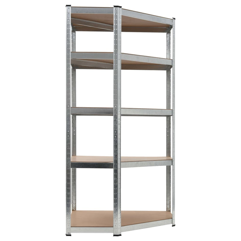 5-Layer Corner Shelf Silver Steel&Engineered Wood