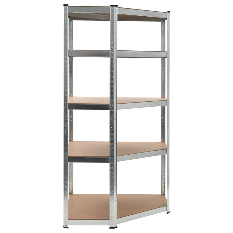 5-Layer Corner Shelf Silver Steel&Engineered Wood