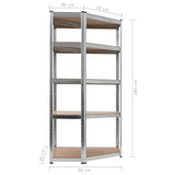 5-Layer Corner Shelf Silver Steel&Engineered Wood