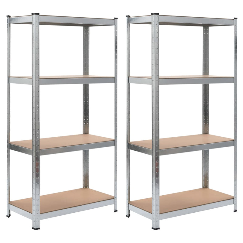 4-Layer Shelves 2 pcs Silver Steel&Engineered Wood