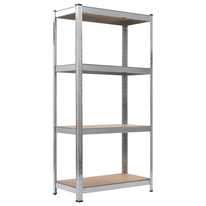 4-Layer Shelves 2 pcs Silver Steel&Engineered Wood