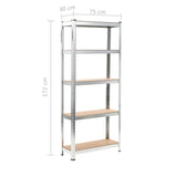 5-Layer Storage Shelf Silver Steel&Engineered Wood