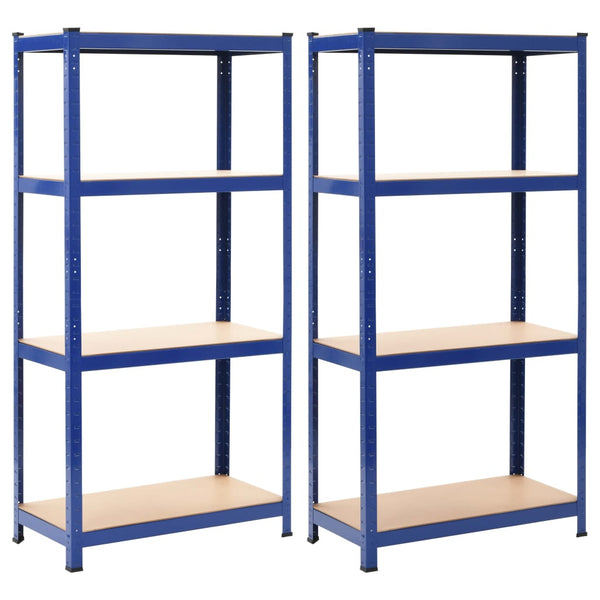 Storage Shelves 2 pcs Blue 31.5"x15.7"x63" Steel and MDF