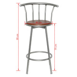 Bar Stools 2 pcs Brown Steel