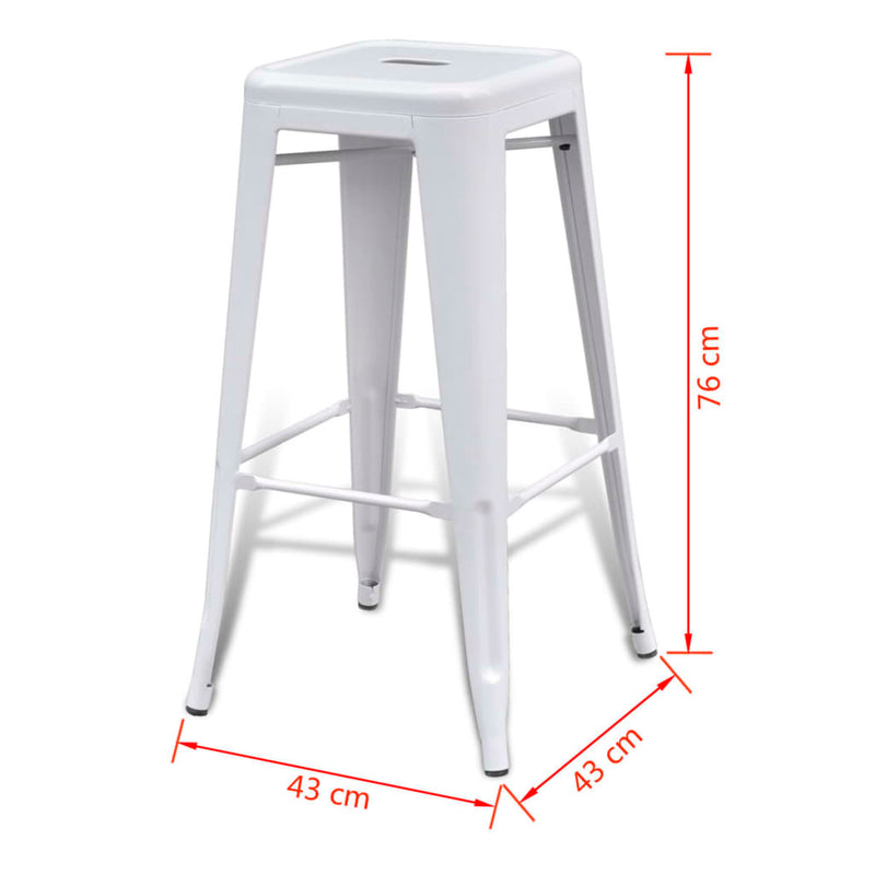 Bar Stools 2 pcs White Steel