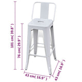 Bar Stools 2 pcs White Steel