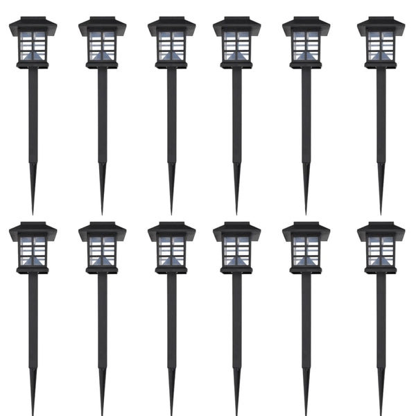 Outdoor Solar Lamp LED Light Set 12 pcs with Spike 3.4"x3.4"x15"