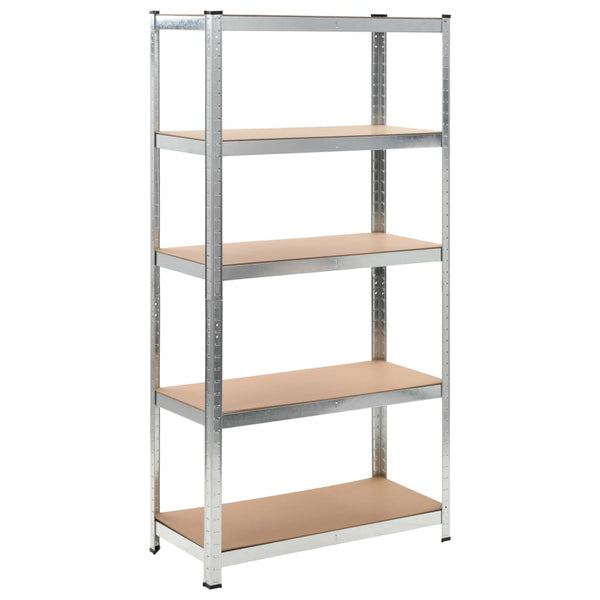 5-Layer Heavy-duty Shelf Silver Steel&Engineered Wood