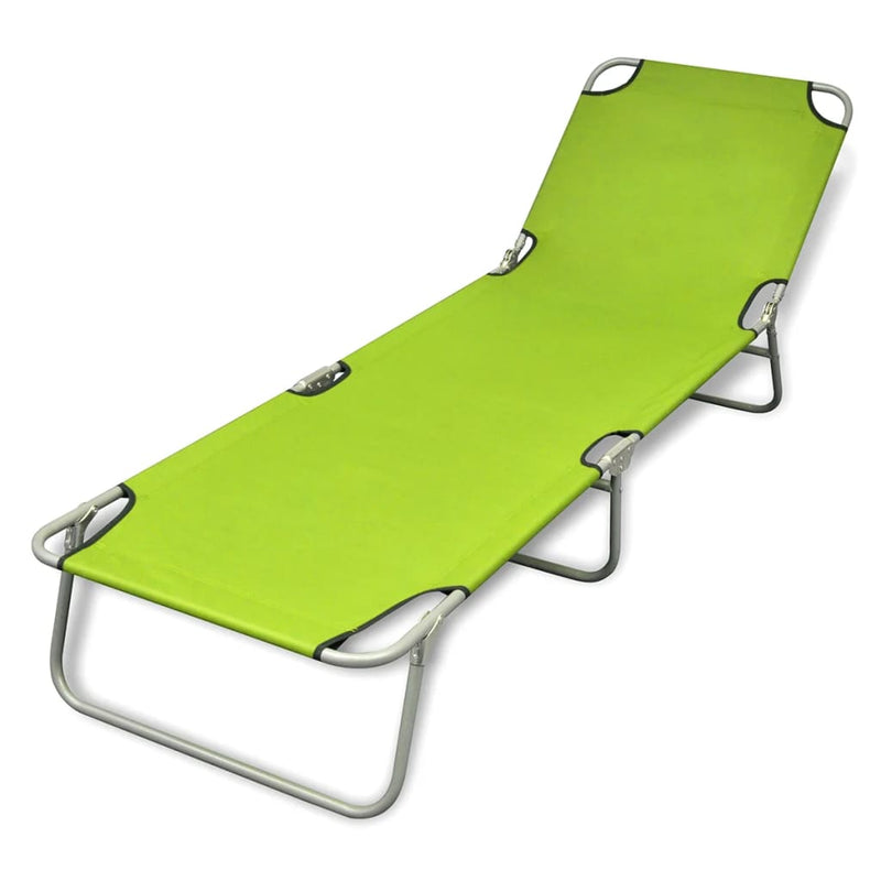 Folding Sun Lounger Powder-coated Steel Apple Green