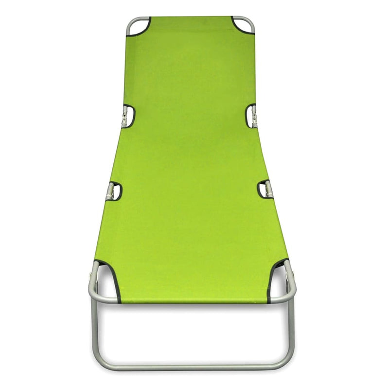 Folding Sun Lounger Powder-coated Steel Apple Green