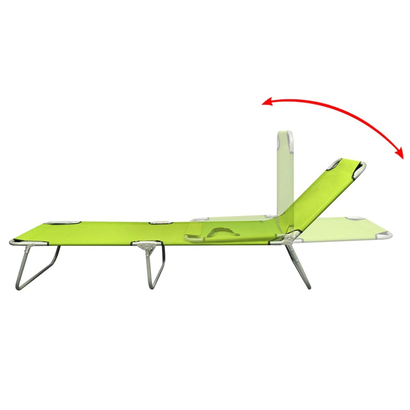 Folding Sun Lounger Powder-coated Steel Apple Green