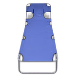 Folding Sun Lounger with Head Cushion Powder-coated Steel Blue