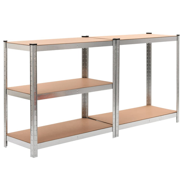 5-Layer Heavy-duty Shelves 2 pcs Silver Steel&Engineered Wood