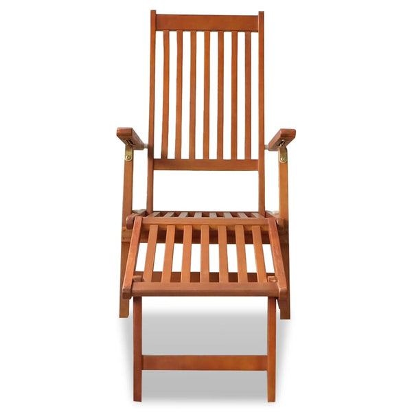 Patio Deck Chair with Footrest Solid Acacia Wood