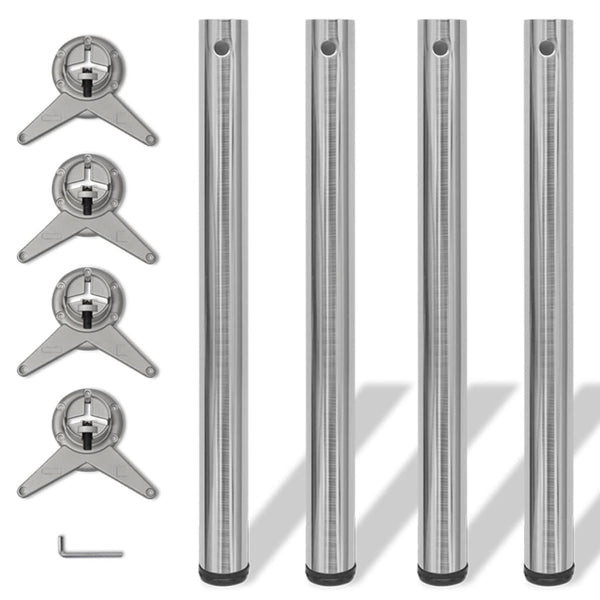 4 Height Adjustable Table Legs Brushed Nickel 28"