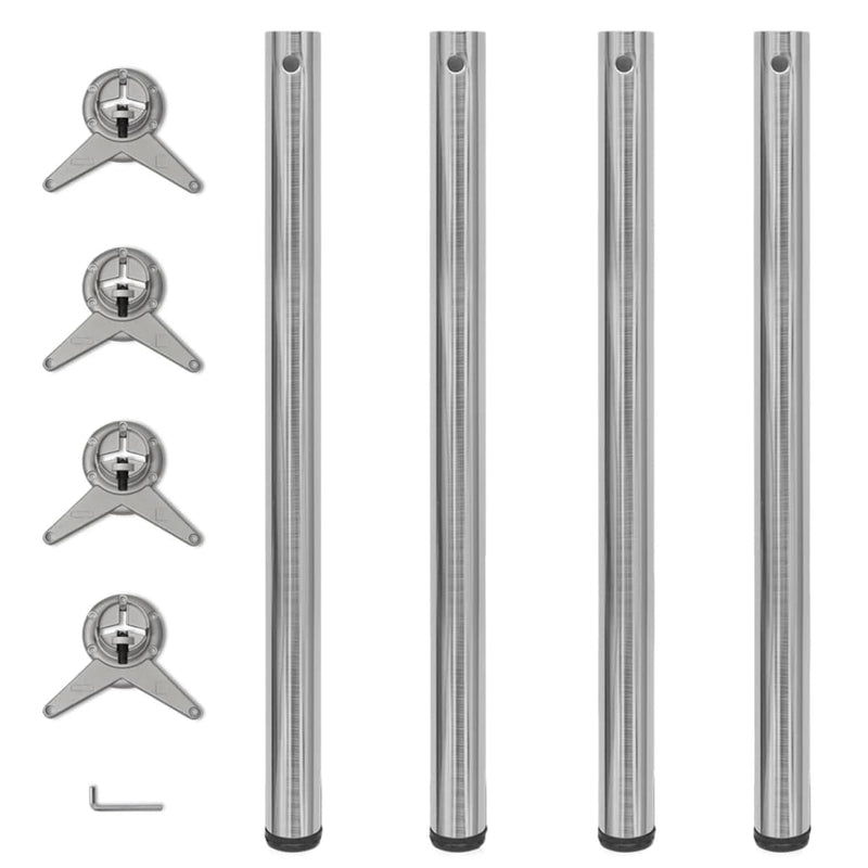 4 Height Adjustable Table Legs Brushed Nickel 34.3"