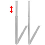 2 Telescopic Table Legs Brushed Nickel 28"-43.3"