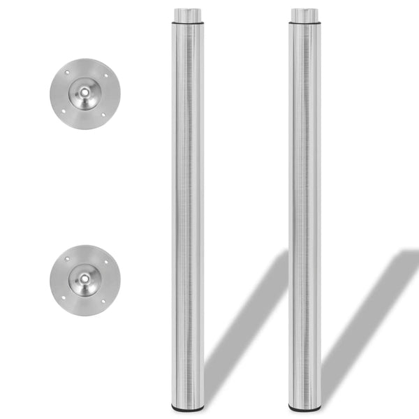 2 Telescopic Table Legs Brushed Nickel 28"-43.3"