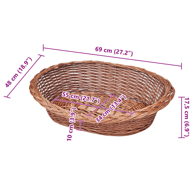 Willow Dog Basket/Pet Bed Natural 27.6"