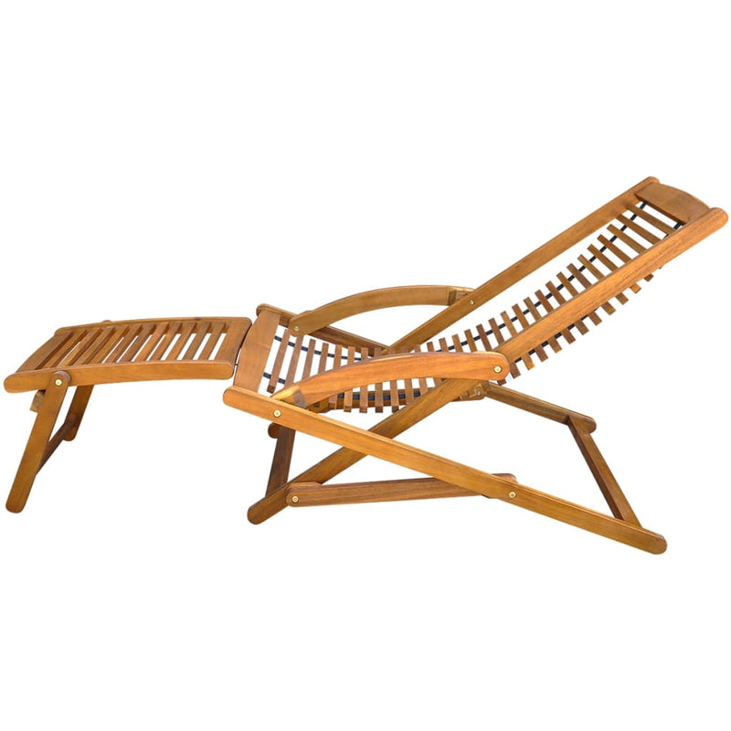 Deck Chair with Footrest Solid Acacia Wood