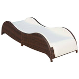 Sun Lounger with Cushion Poly Rattan Brown