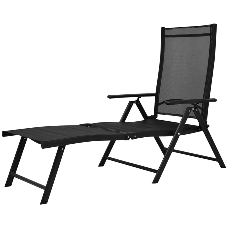 Folding Sun Lounger Aluminum Black