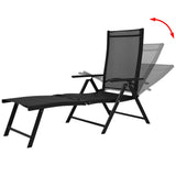 Folding Sun Lounger Aluminum Black