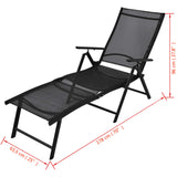 Folding Sun Lounger Aluminum Black