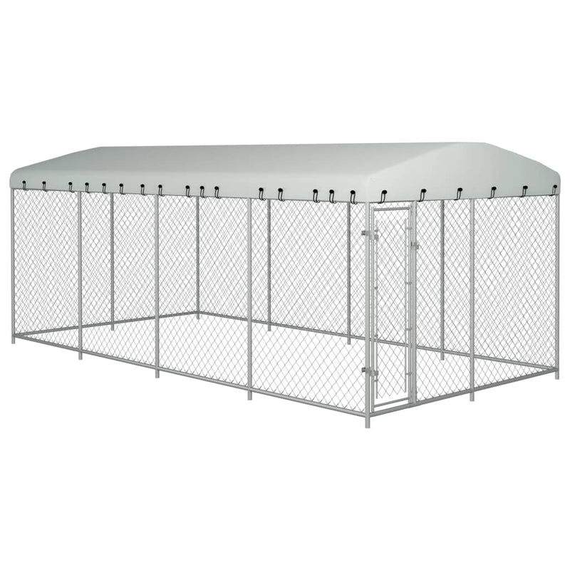 Outdoor Dog Kennel with Roof 24.9'x12.5'x7.5'