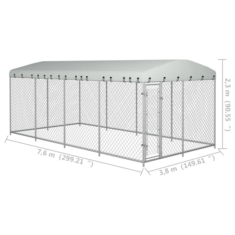 Outdoor Dog Kennel with Roof 24.9'x12.5'x7.5'