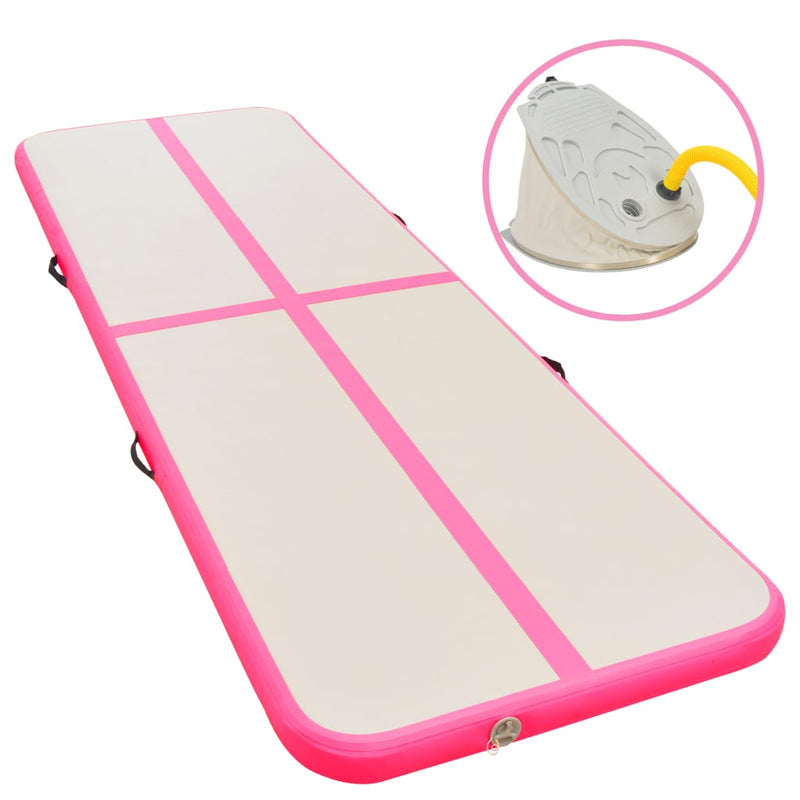 Inflatable Gymnastics Mat with Pump 157.4"x39.3"x3.9" PVC Pink