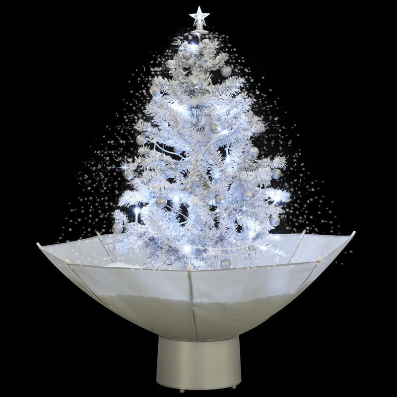 Snowing Christmas Tree with Umbrella Base White 2 ft