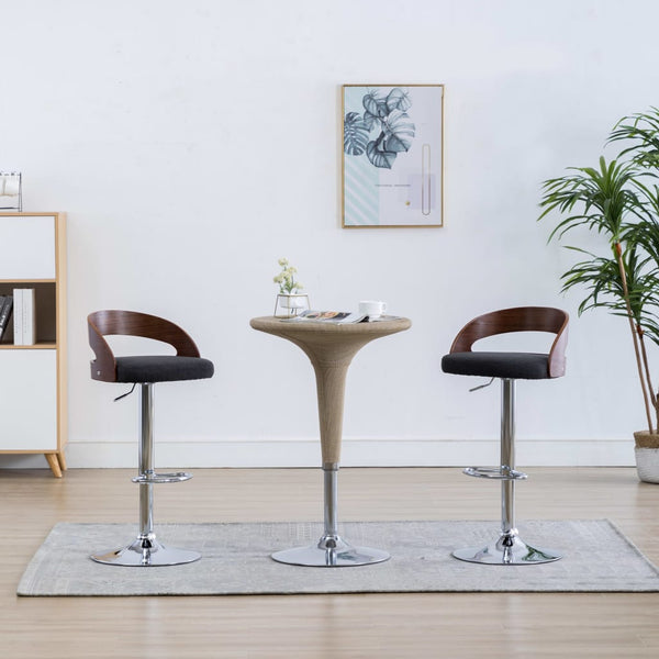 Bar Stools 2 pcs Dark Gray Fabric and Bentwood