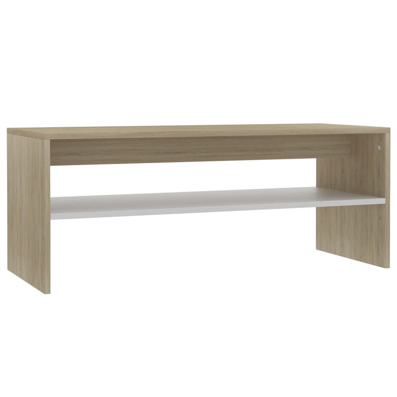 Coffee Table White and Sonoma Oak 39.4"x15.7"x15.7" Engineered Wood