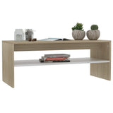 Coffee Table White and Sonoma Oak 39.4"x15.7"x15.7" Engineered Wood