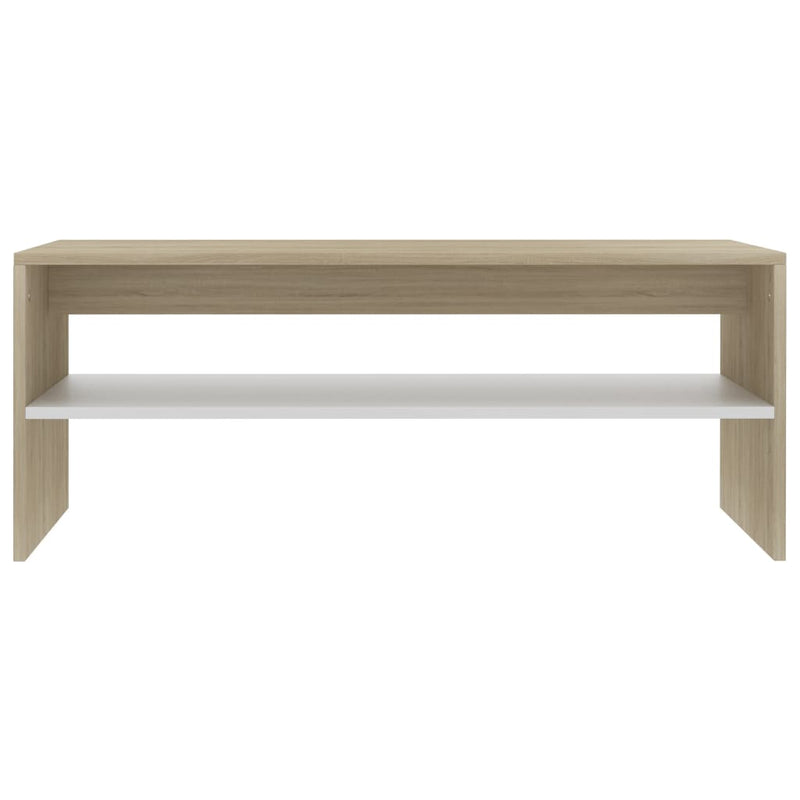 Coffee Table White and Sonoma Oak 39.4"x15.7"x15.7" Engineered Wood