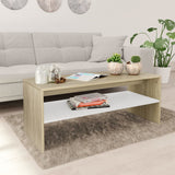 Coffee Table White and Sonoma Oak 39.4"x15.7"x15.7" Engineered Wood