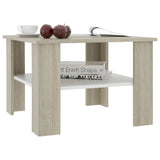 Coffee Table White and Sonoma Oak 23.6"x23.6"x16.5" Engineered Wood