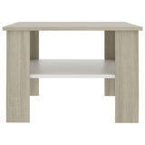 Coffee Table White and Sonoma Oak 23.6"x23.6"x16.5" Engineered Wood