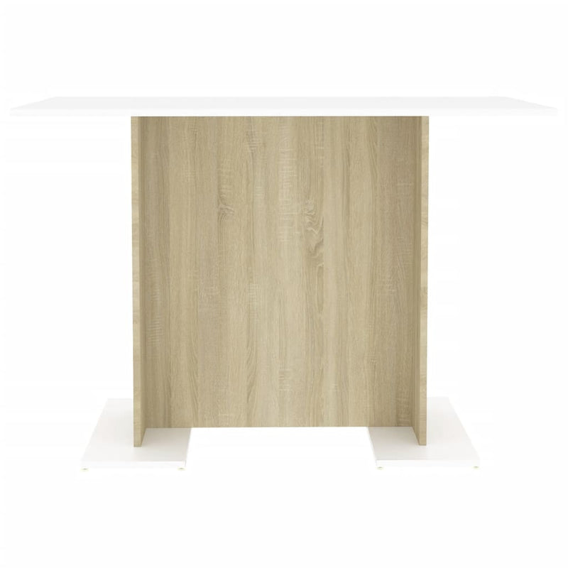 Dining Table White and Sonoma Oak 43.3"x23.6"x29.5" Engineered Wood