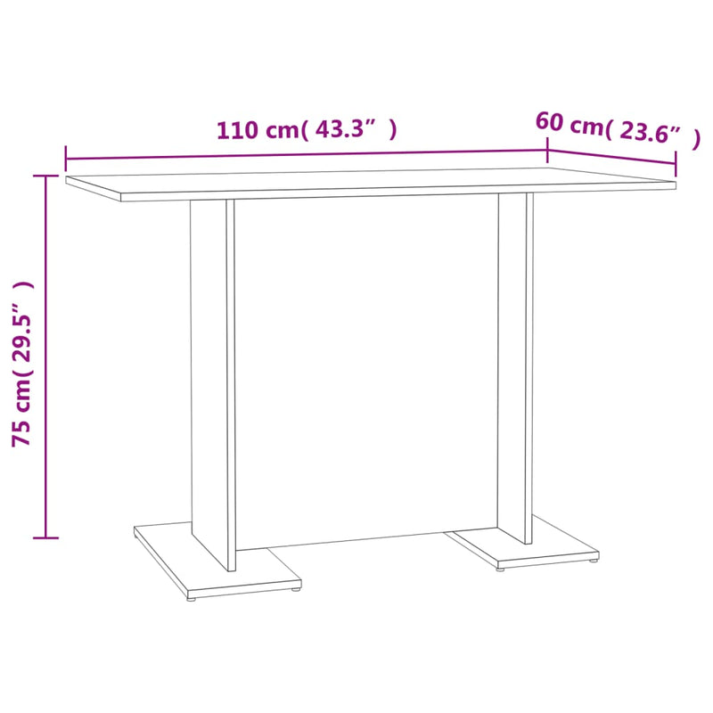 Dining Table White and Sonoma Oak 43.3"x23.6"x29.5" Engineered Wood