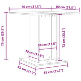 Dining Table Gray 31.5"x31.5"x29.5" Engineered Wood