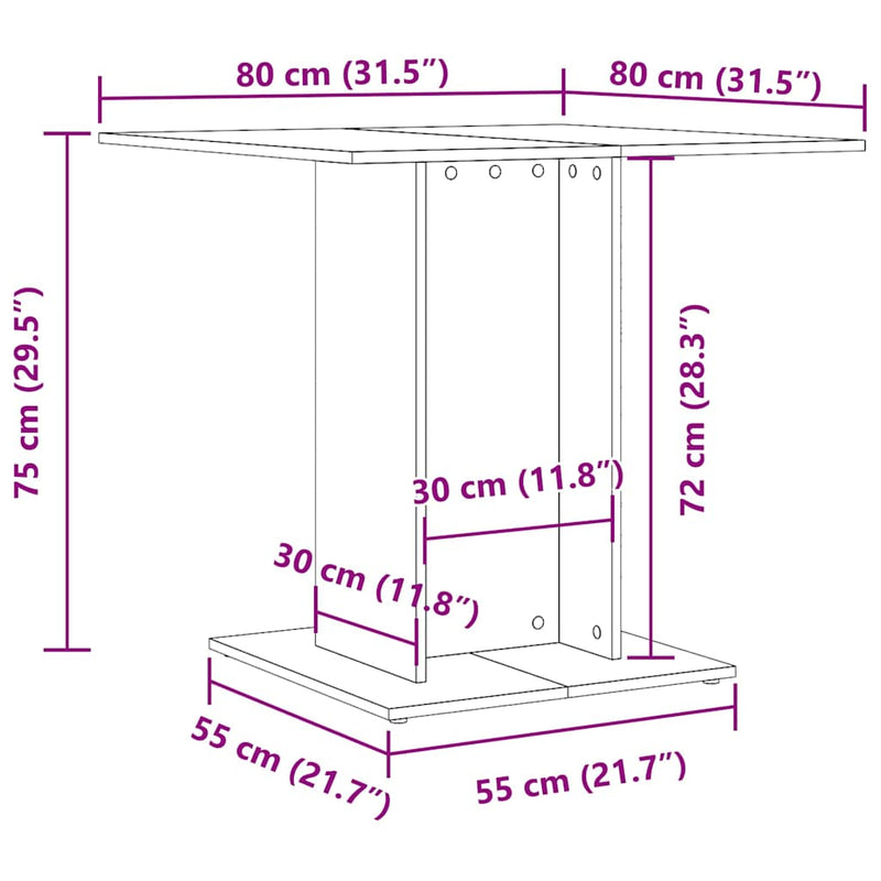 Dining Table Gray 31.5"x31.5"x29.5" Engineered Wood